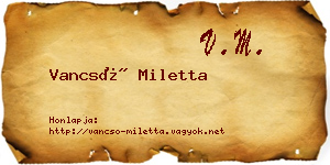 Vancsó Miletta névjegykártya